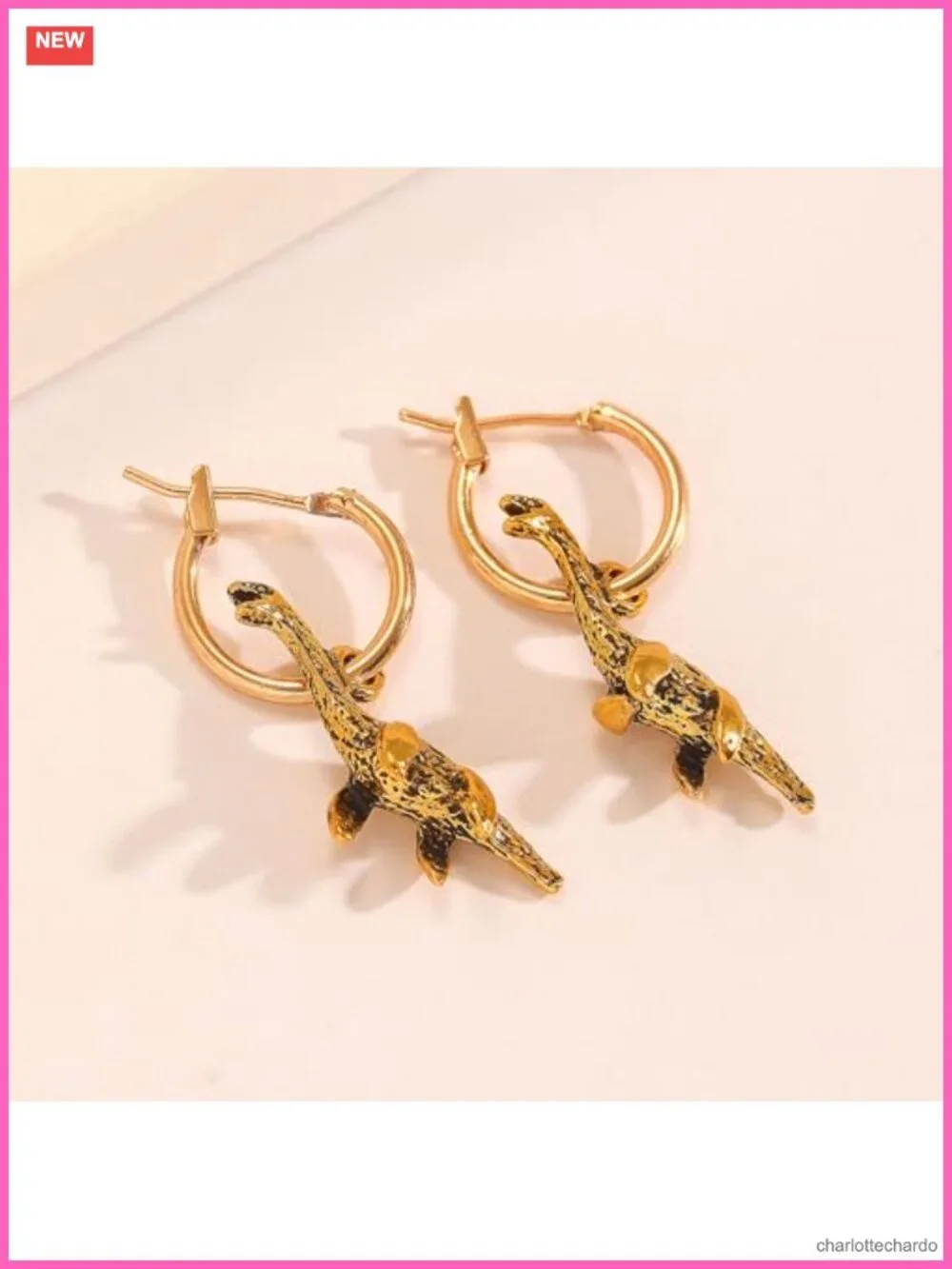 Retro Minimalist Animal Hoop Earrings Cheetah Koala Dinosaur Geometric